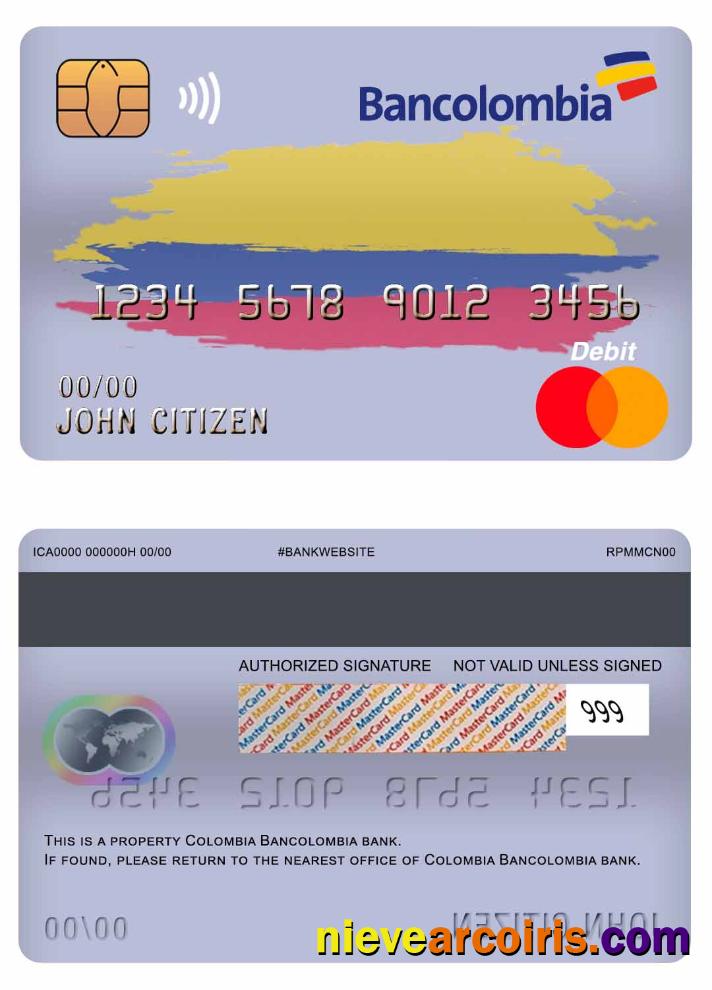 Colombia Bancolombia bank master debit card